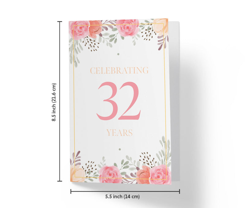 Pink Flowers | 32nd Birthday Card - Kartoprint