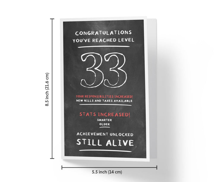 Congratulations, You've Reached Level | 33rd Birthday Card - Kartoprint