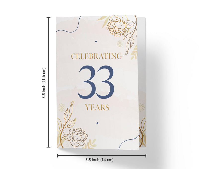 Golden Flowers | 33rd Birthday Card - Kartoprint