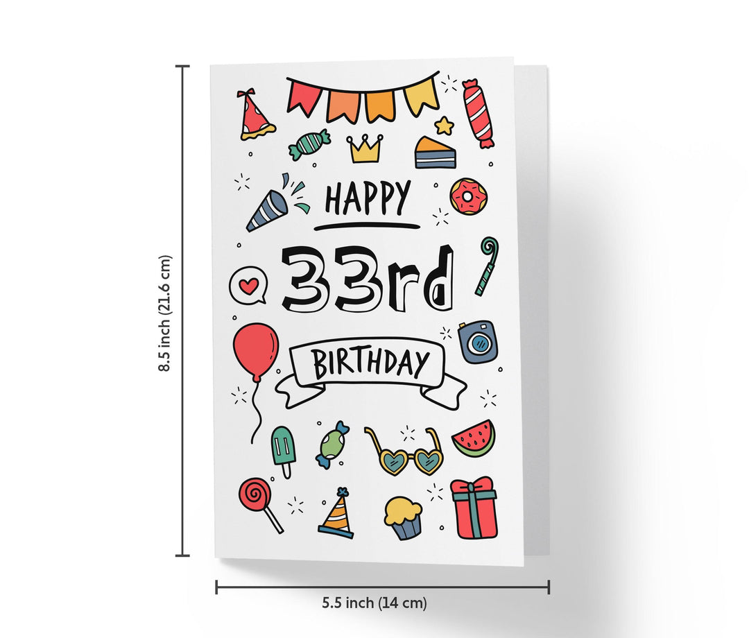 Party Doodles | 33rd Birthday Card - Kartoprint