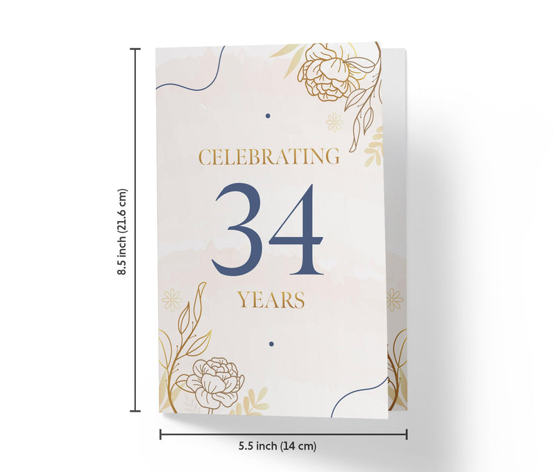 Golden Flowers | 34th Birthday Card - Kartoprint