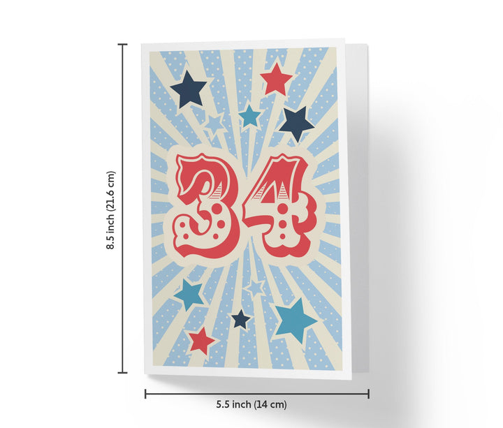 Retro Circus And Stars | 34th Birthday Card - Kartoprint