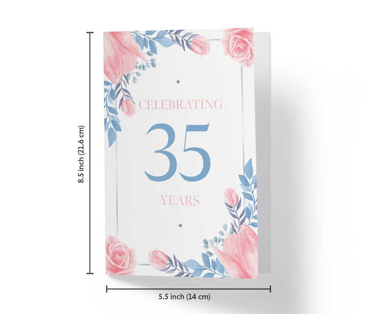 Blue and Pink Flowers | 35th Birthday Card - Kartoprint