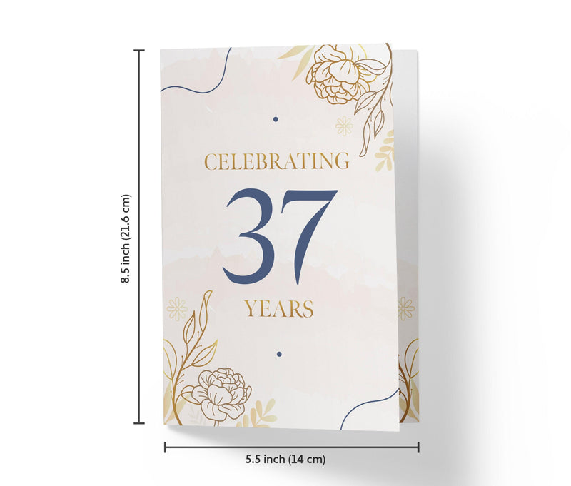 Golden Flowers | 37th Birthday Card - Kartoprint