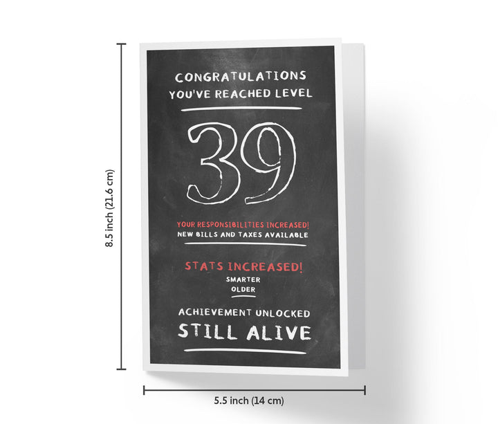 Congratulations, You've Reached Level | 39th Birthday Card - Kartoprint
