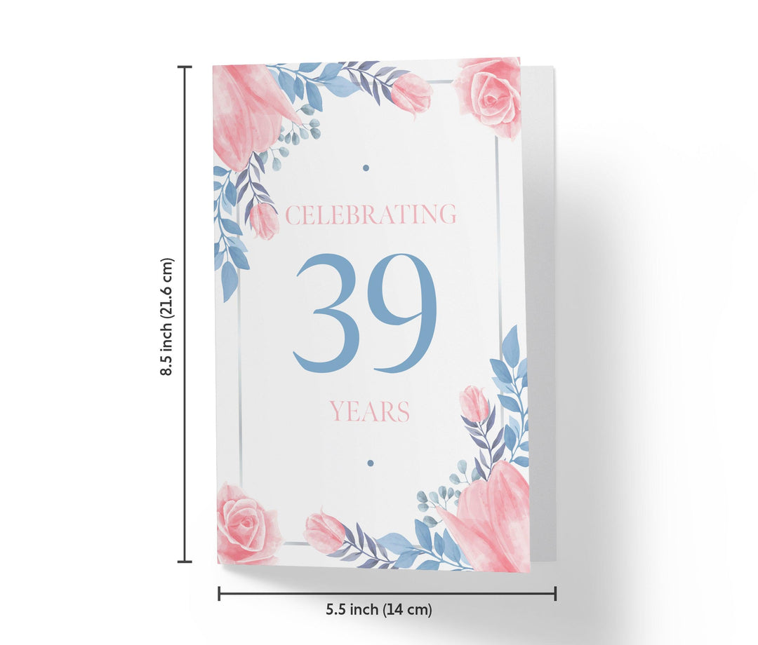 Blue and Pink Flowers | 39th Birthday Card - Kartoprint