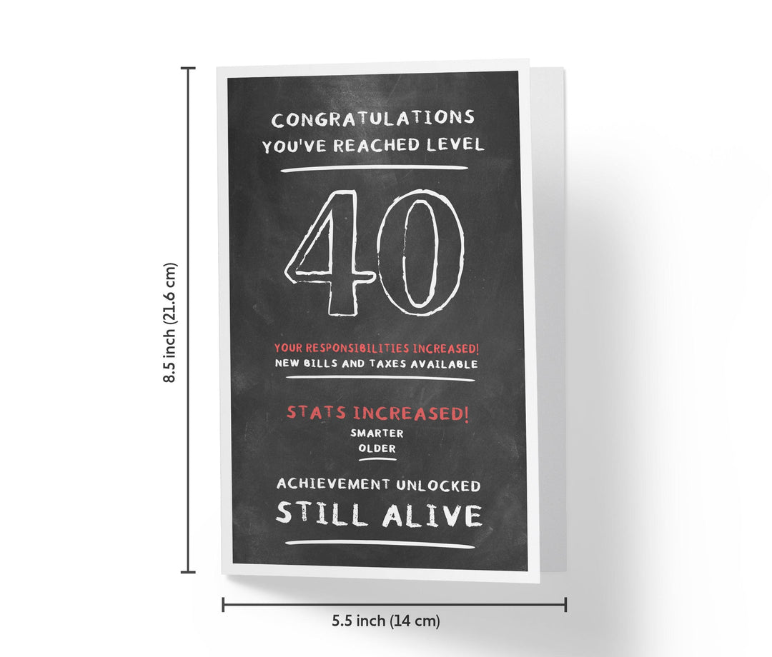 Congratulations, You've Reached Level | 40th Birthday Card - Kartoprint