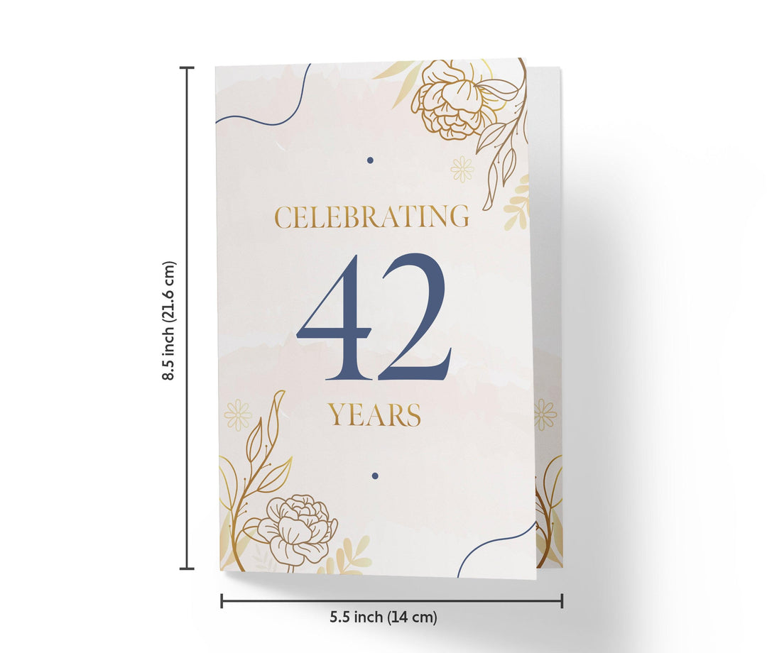 Golden Flowers | 42nd Birthday Card - Kartoprint