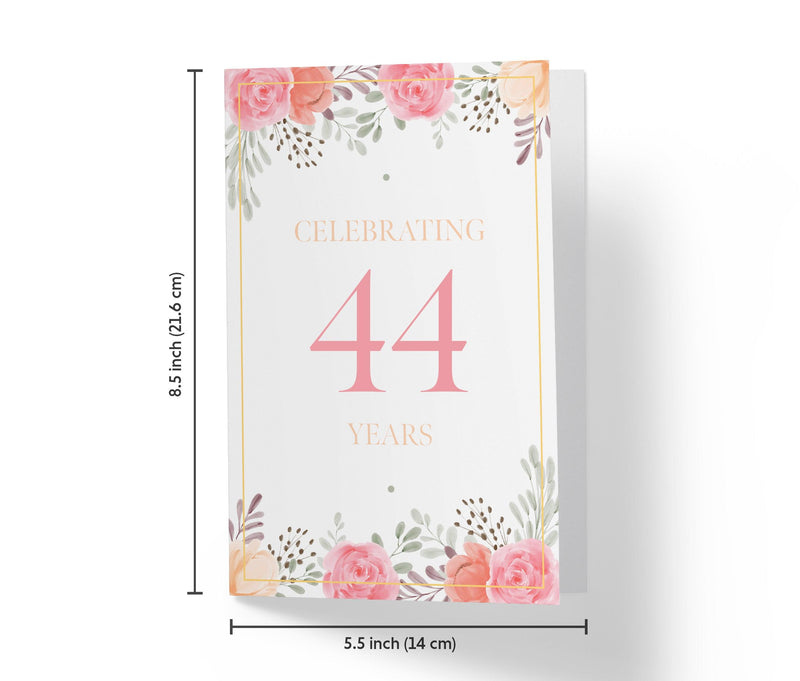 Pink Flowers | 44th Birthday Card - Kartoprint