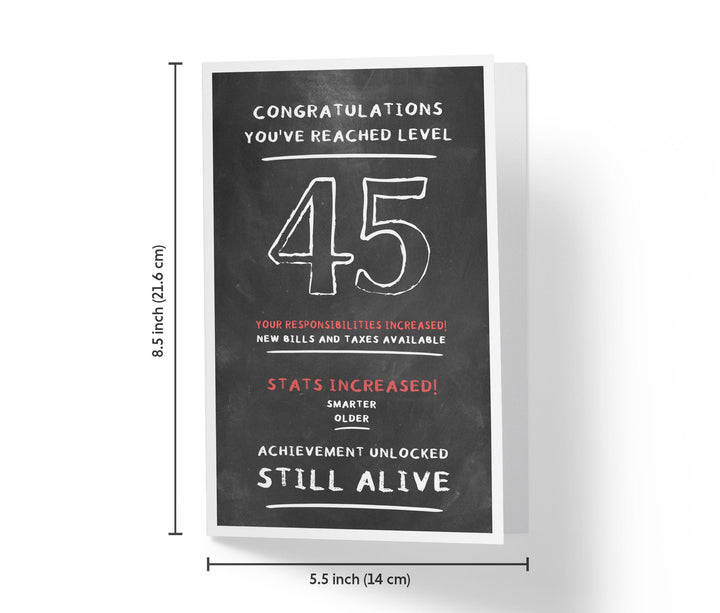 Congratulations, You've Reached Level | 45th Birthday Card - Kartoprint