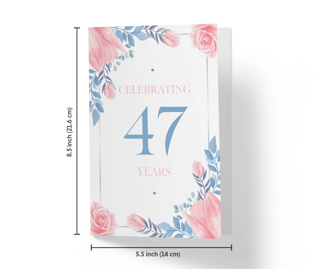 Blue and Pink Flowers | 47th Birthday Card - Kartoprint