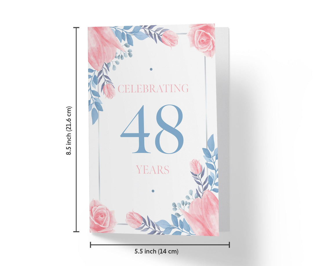 Blue and Pink Flowers | 48th Birthday Card - Kartoprint