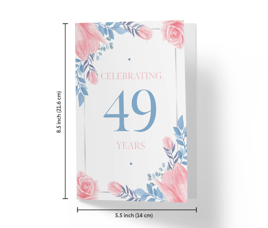 Blue and Pink Flowers | 49th Birthday Card - Kartoprint