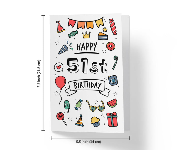 Party Doodles | 51st Birthday Card - Kartoprint