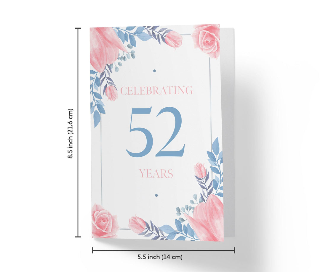 Blue and Pink Flowers | 52nd Birthday Card - Kartoprint