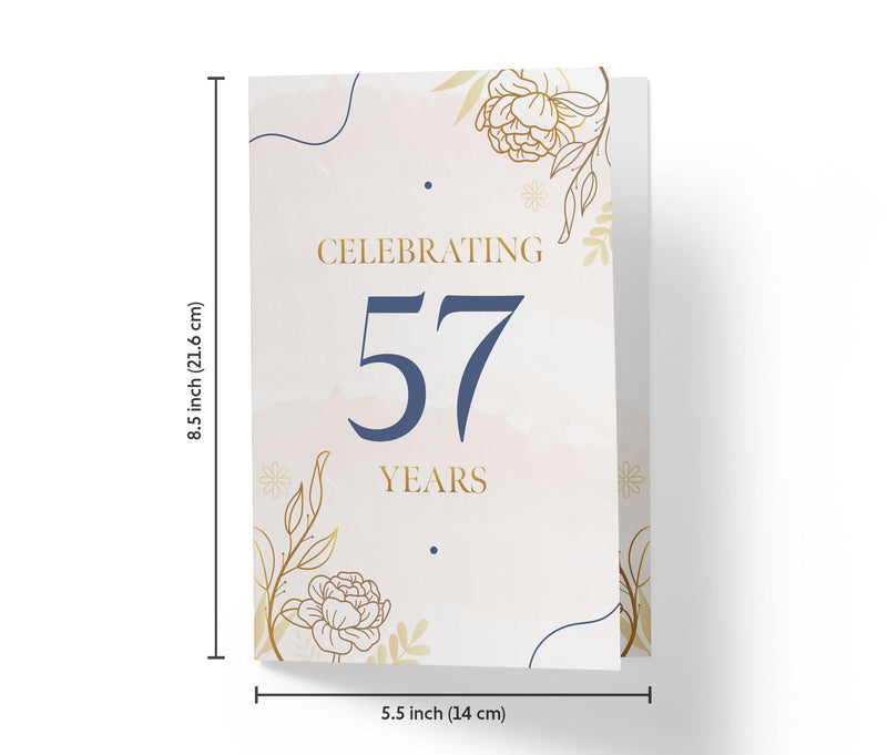 Golden Flowers | 57th Birthday Card - Kartoprint