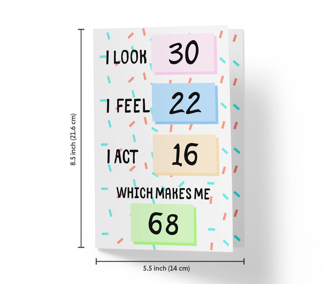 I Look, I Feel, And I Act | 68th Birthday Card - Kartoprint
