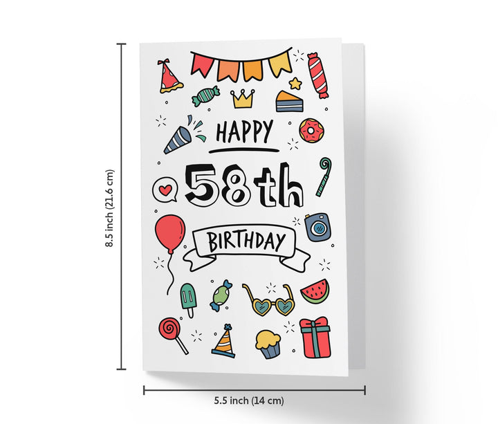 Party Doodles | 58th Birthday Card - Kartoprint