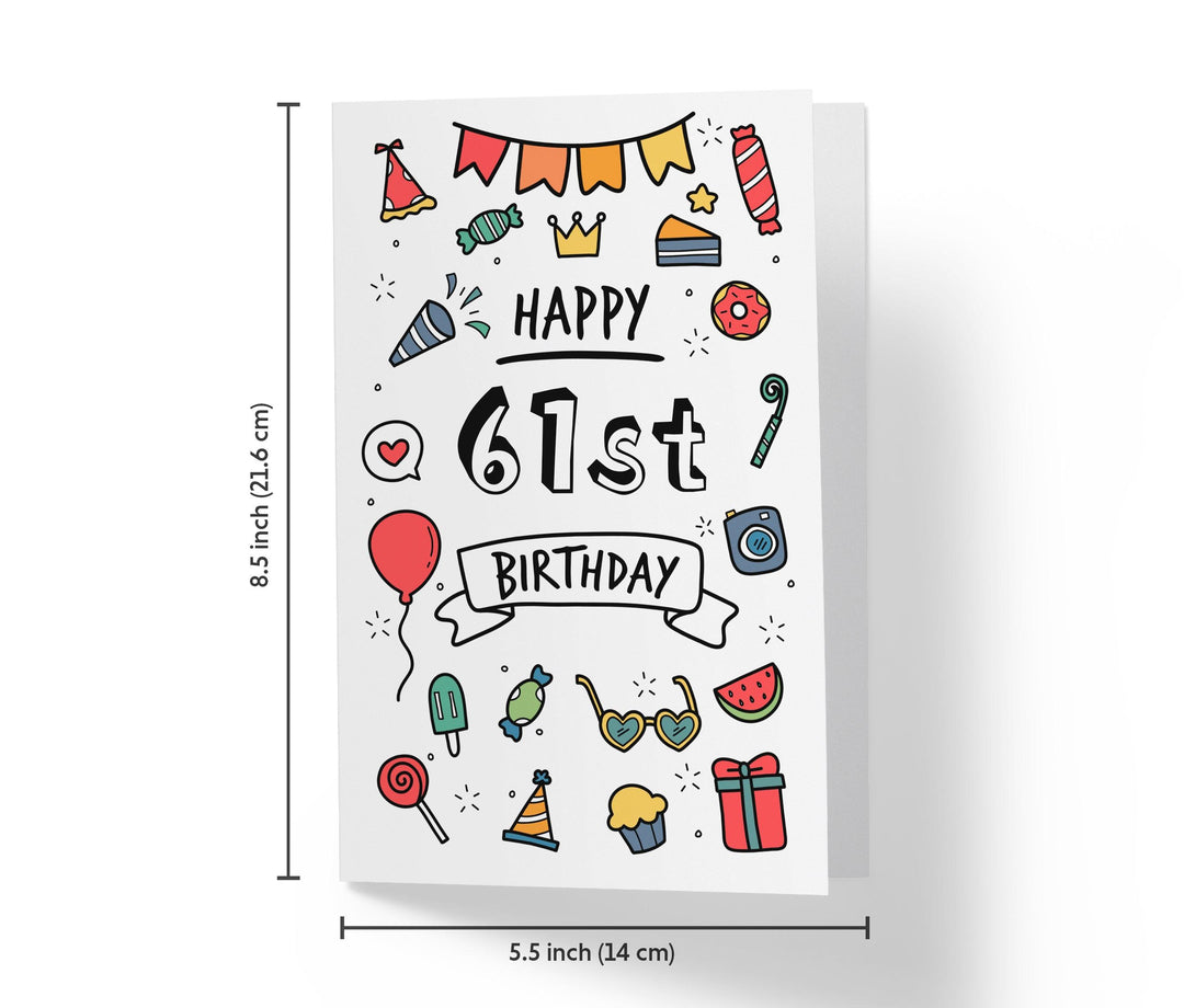Party Doodles | 61st Birthday Card - Kartoprint