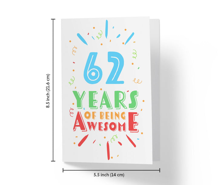 Of Being Awesome In Color | 62nd Birthday Card - Kartoprint