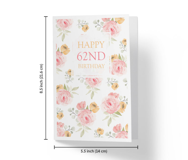 Pink Flower Bouquets | 62nd Birthday Card - Kartoprint
