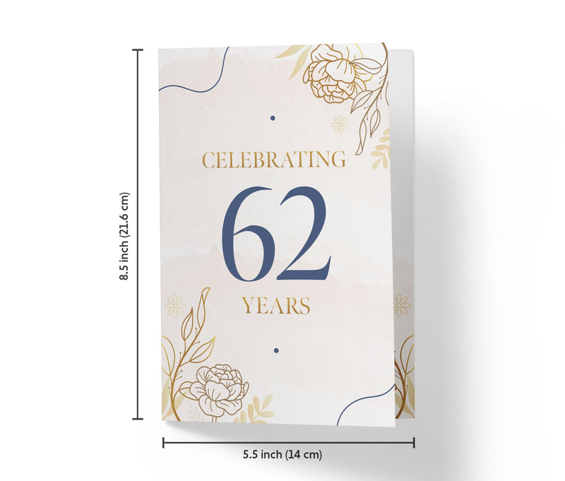Golden Flowers | 62nd Birthday Card - Kartoprint