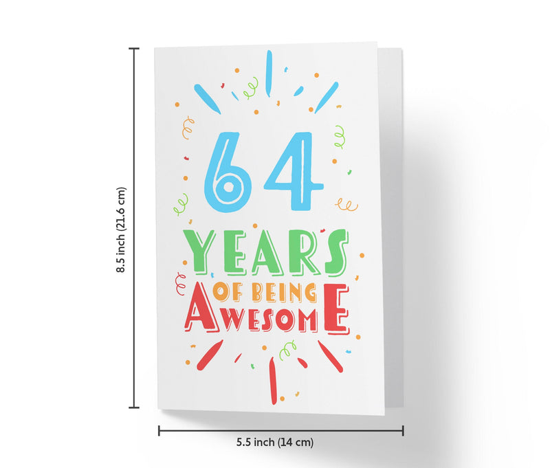 Of Being Awesome In Color | 64th Birthday Card - Kartoprint