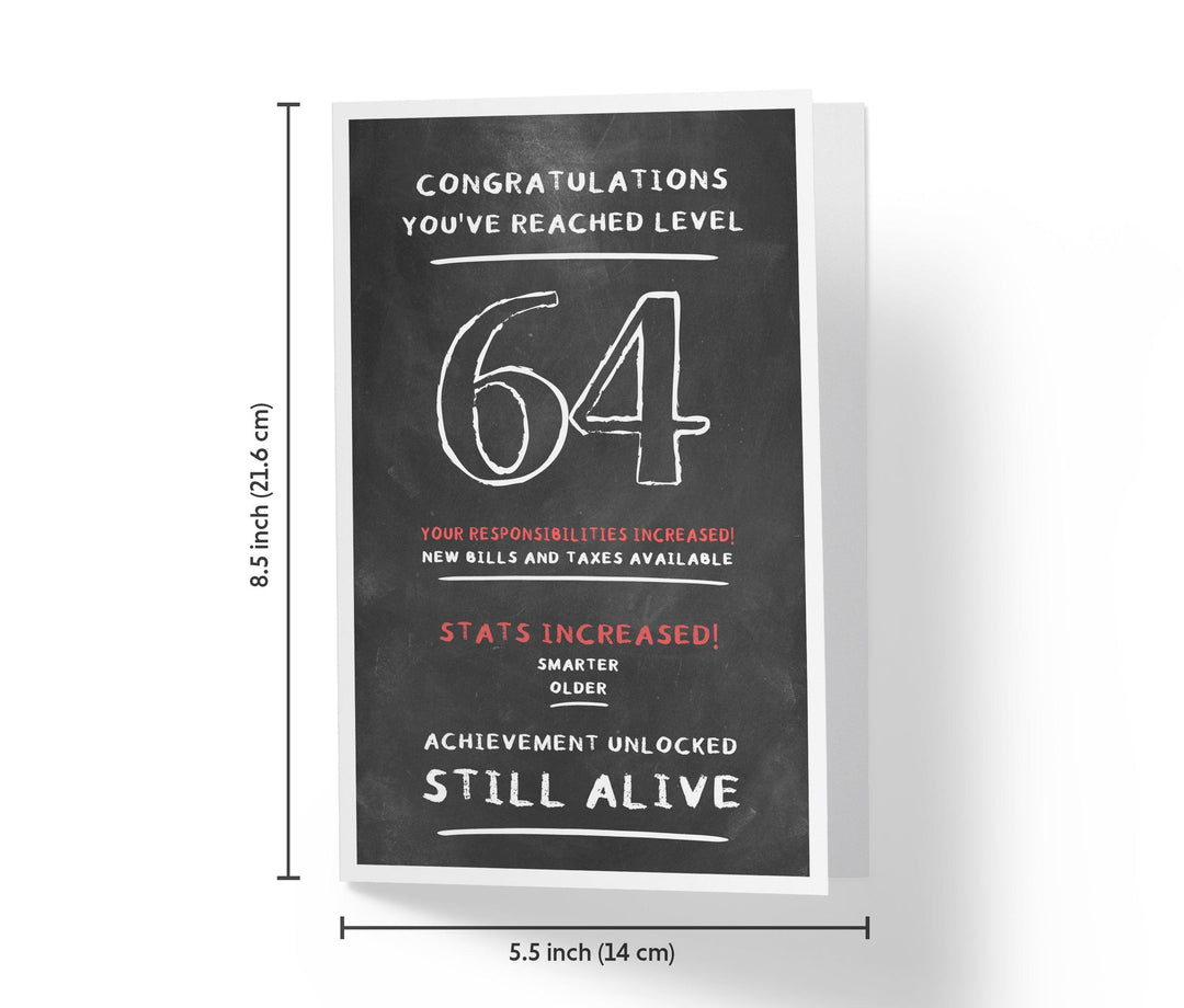 Congratulations, You've Reached Level | 64th Birthday Card - Kartoprint