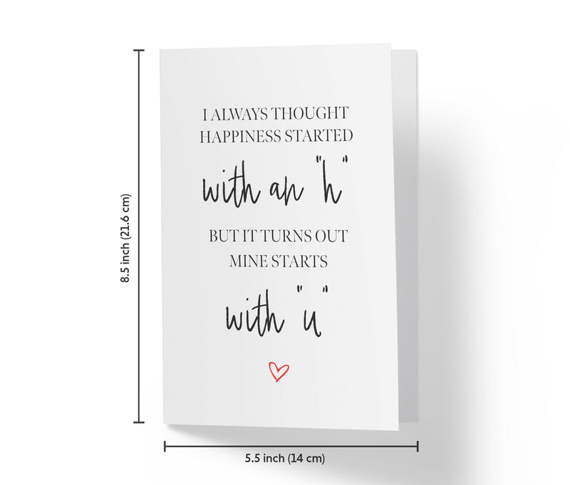 Happiness Starts With You And I, Valentine Card | Sweet Birthday Card - Kartoprint