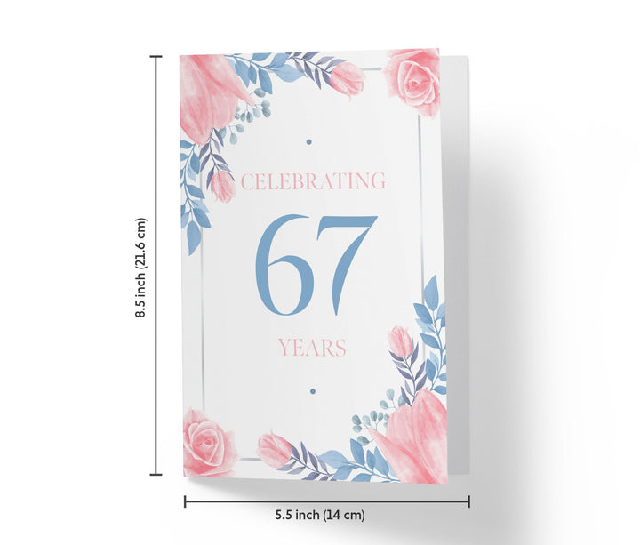 Blue and Pink Flowers | 67th Birthday Card - Kartoprint