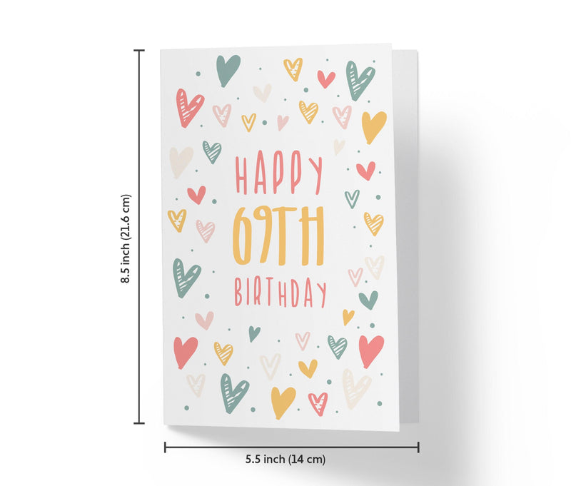 Cute Heart Doodles | 69th Birthday Card - Kartoprint