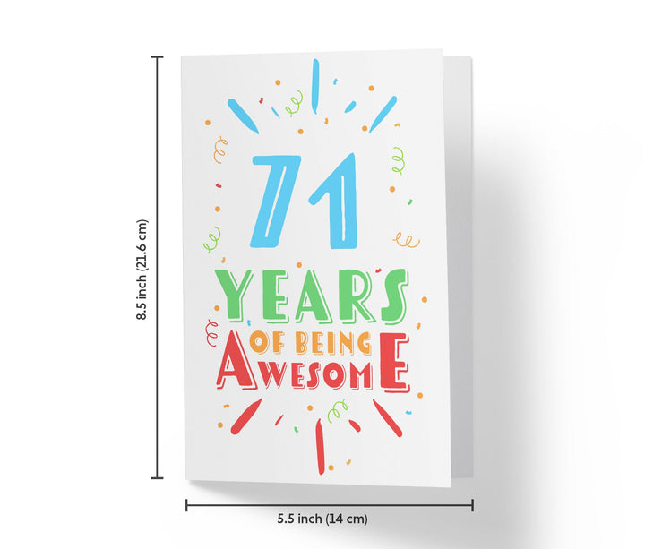 Of Being Awesome In Color | 71st Birthday Card - Kartoprint