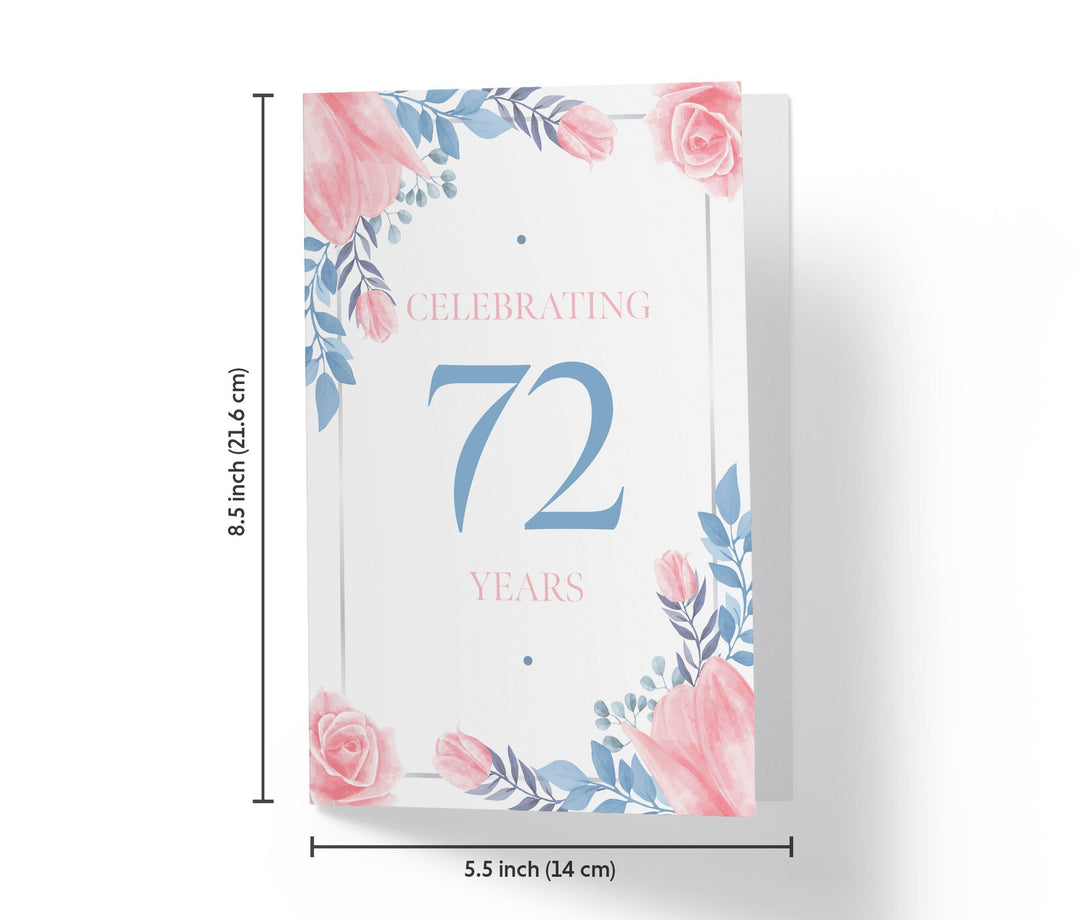 Blue and Pink Flowers | 72nd Birthday Card - Kartoprint