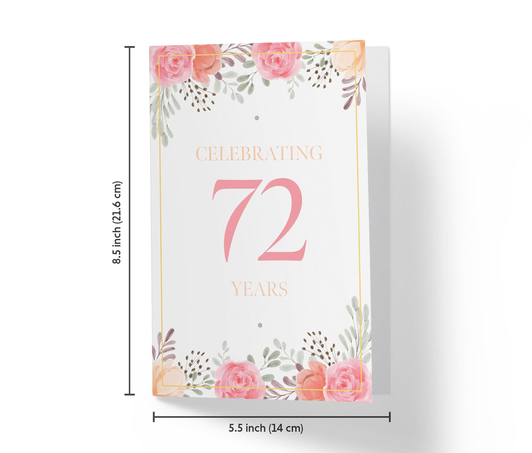 Pink Flowers | 72nd Birthday Card - Kartoprint