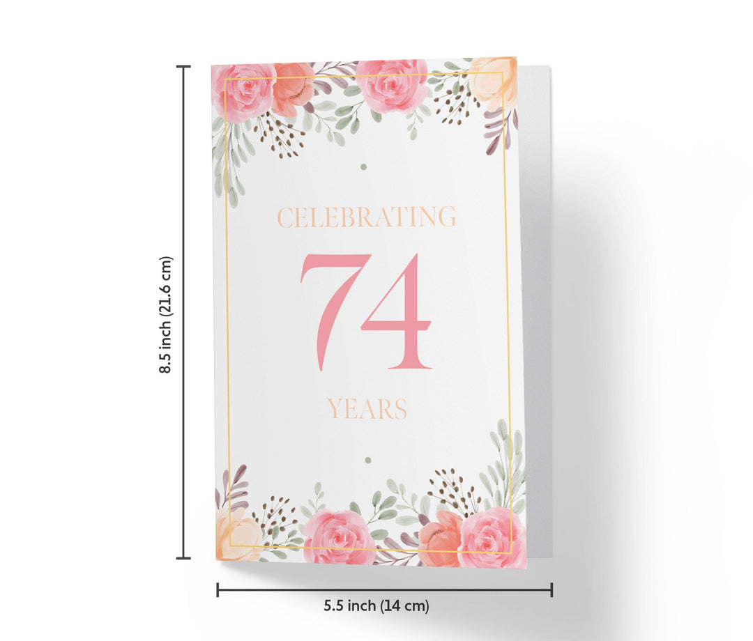 Pink Flowers | 74th Birthday Card - Kartoprint