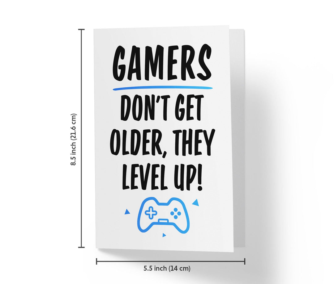 Gamers Don't Get Older, They Level Up! White - Funny Birthday Card - Kartoprint