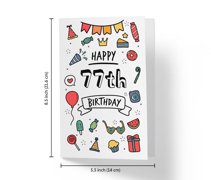 Party Doodles | 77th Birthday Card - Kartoprint