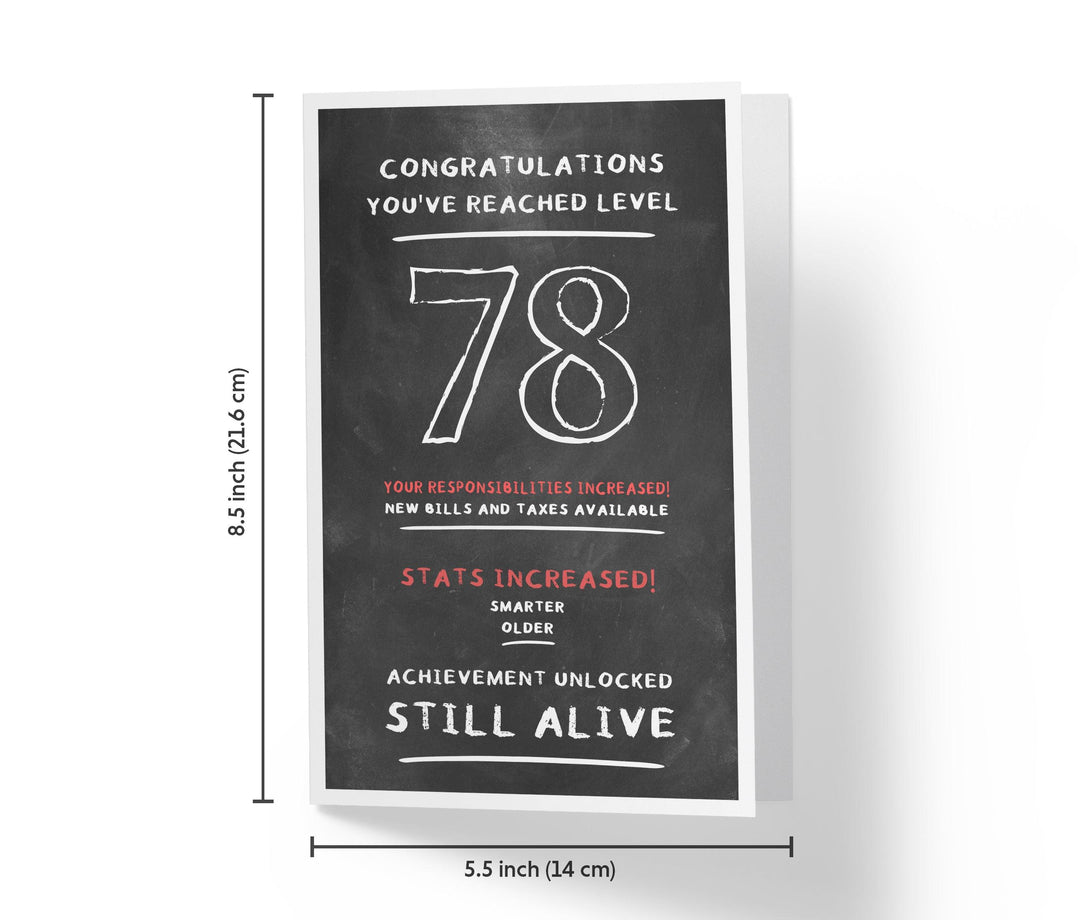 Congratulations, You've Reached Level | 78th Birthday Card - Kartoprint