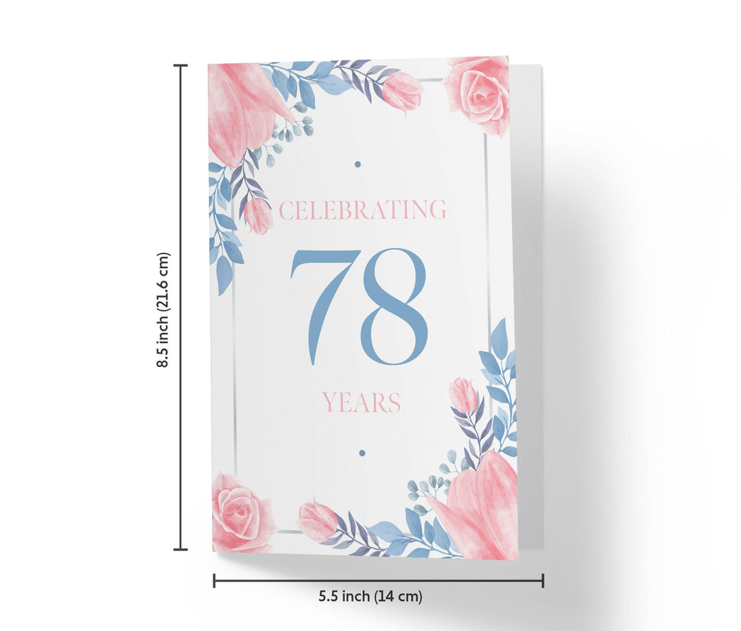 Blue and Pink Flowers | 78th Birthday Card - Kartoprint