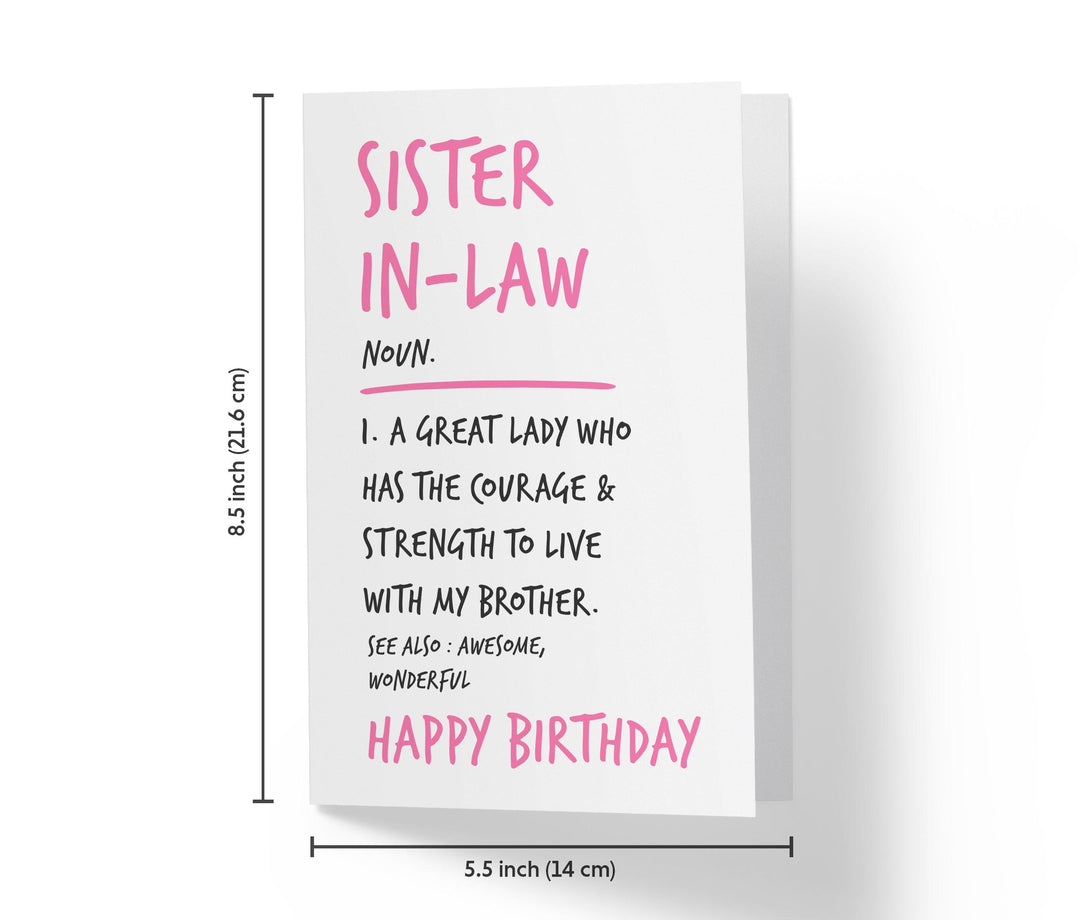 Sister-in-law Description | Funny Birthday Card - Kartoprint