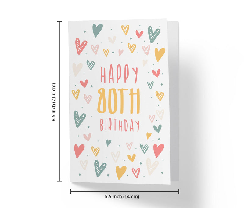 Cute Heart Doodles | 80th Birthday Card - Kartoprint