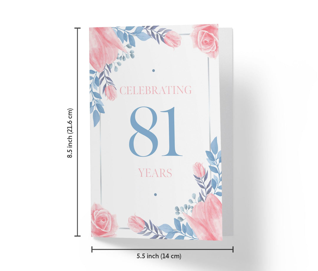 Blue and Pink Flowers | 81st Birthday Card - Kartoprint