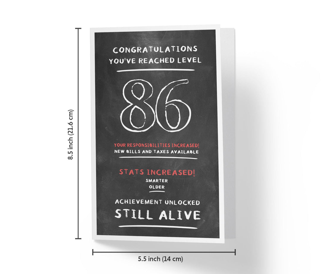 Congratulations, You've Reached Level | 86th Birthday Card - Kartoprint