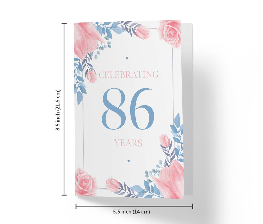 Blue and Pink Flowers | 86th Birthday Card - Kartoprint