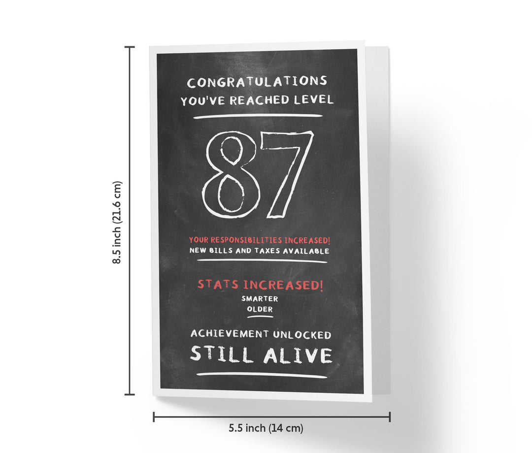 Congratulations, You've Reached Level | 87th Birthday Card - Kartoprint