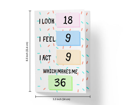 I Look, I Feel, And I Act | 36th Birthday Card - Kartoprint