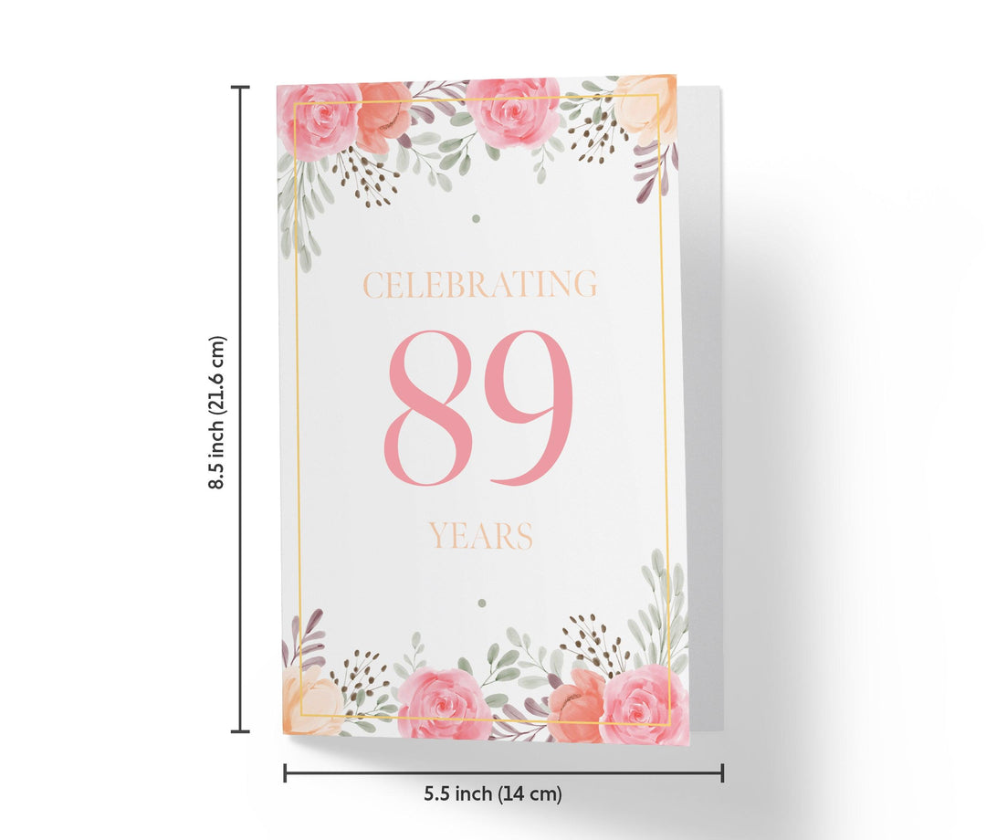 Pink Flowers | 89th Birthday Card - Kartoprint