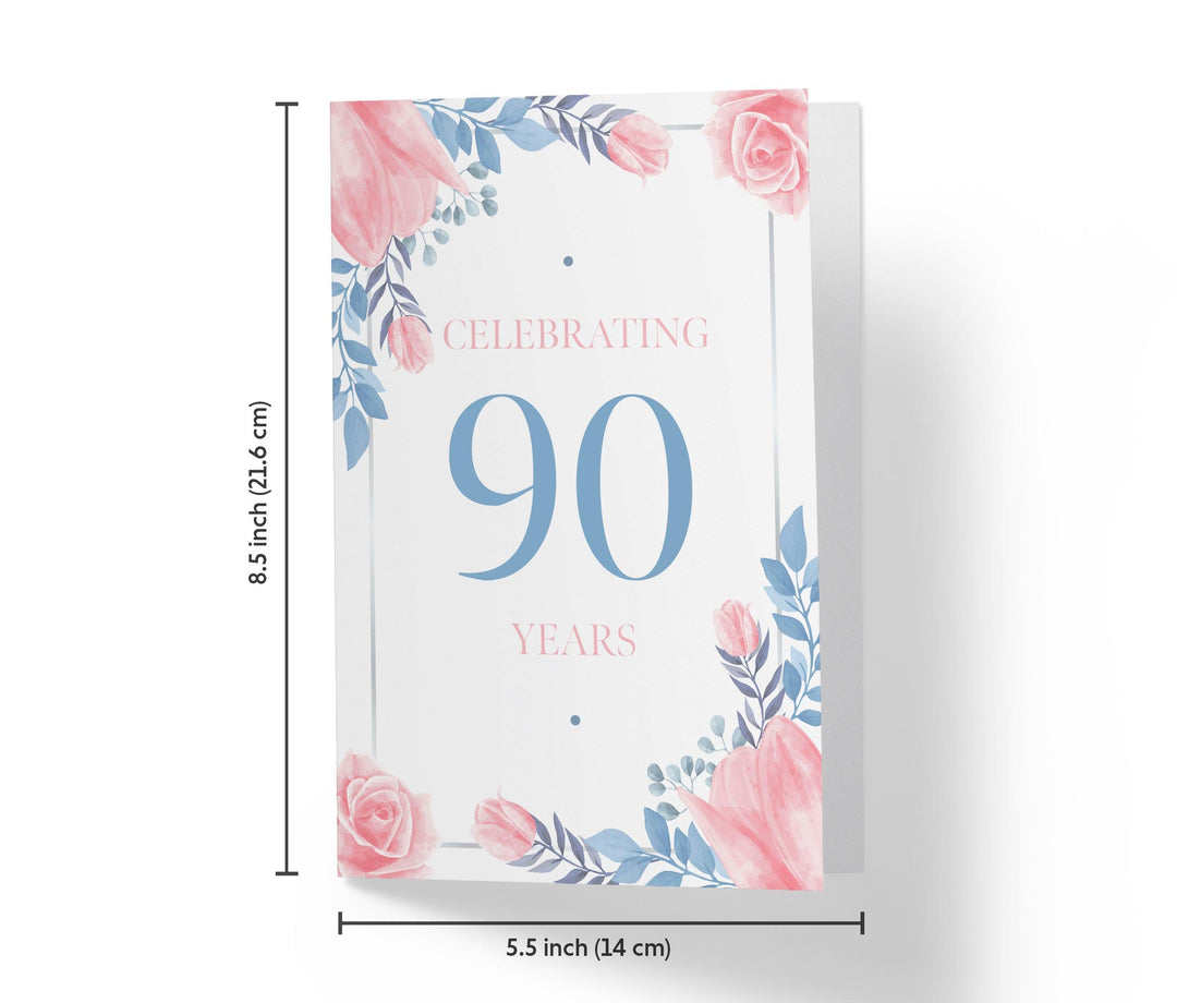 Blue and Pink Flowers | 90th Birthday Card - Kartoprint