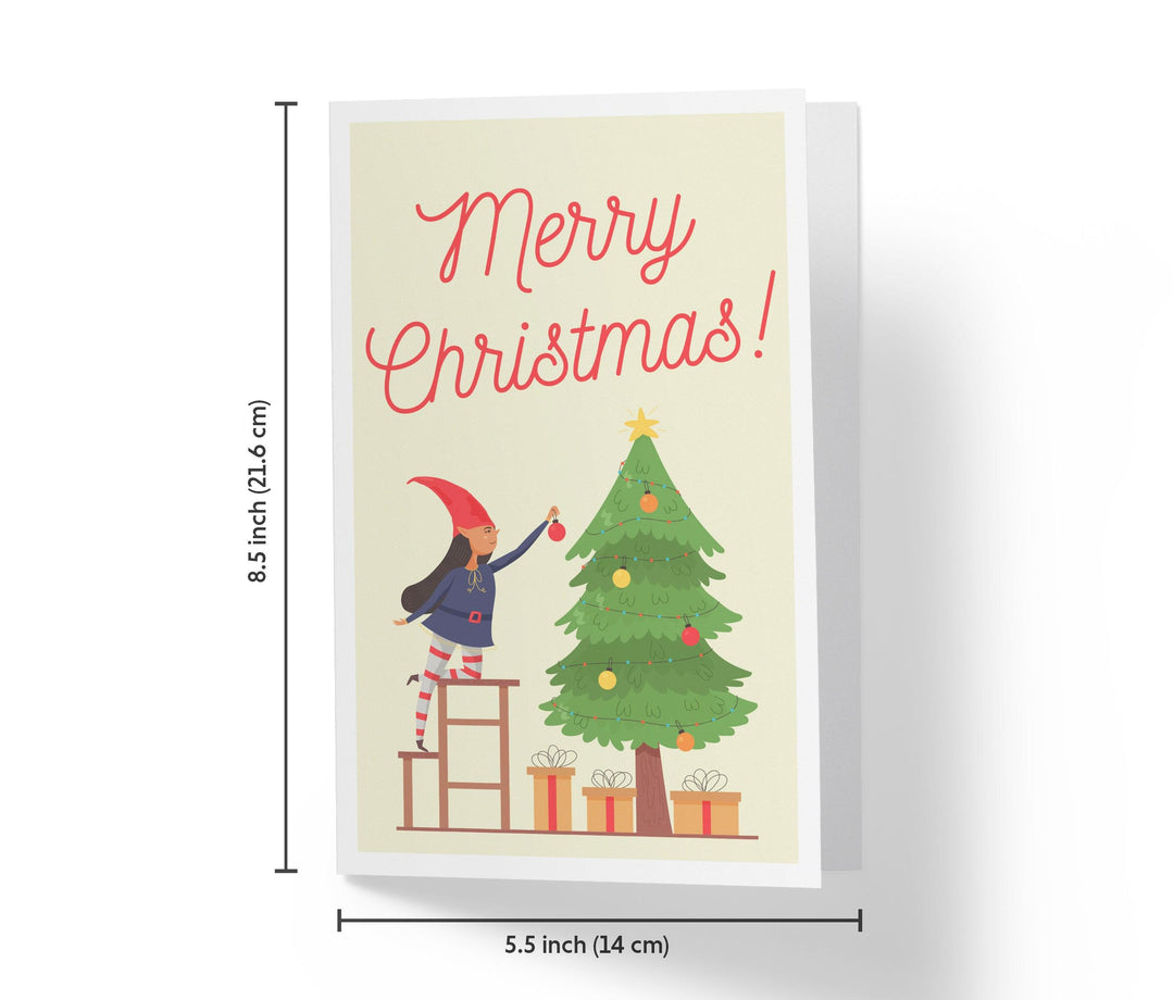 Funny Elf And Tree | Funny Christmas Card - Kartoprint