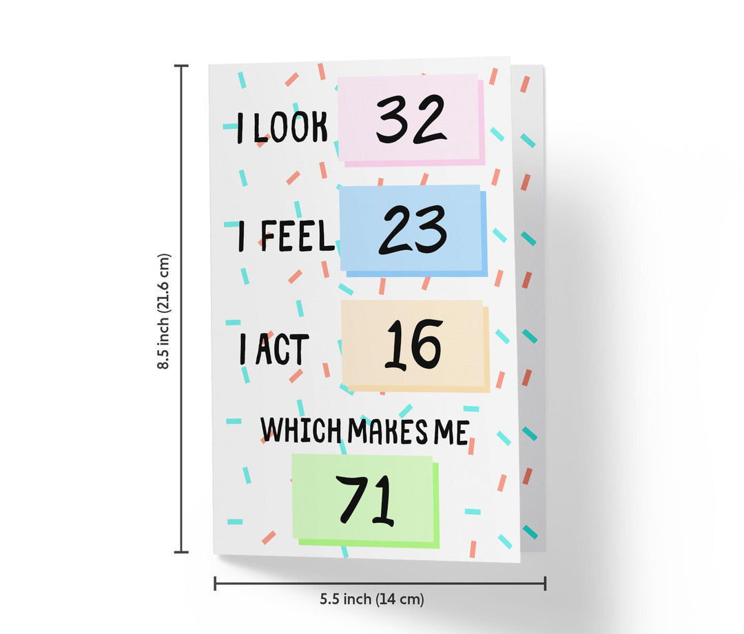 I Look, I Feel, And I Act | 71st Birthday Card - Kartoprint